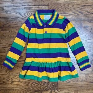Kaplan Inc. Girls Mardi Gras Striped Tunic Dress Purple, Green, Yellow 2T
